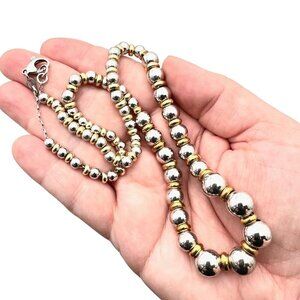 Italy 925 Womens Necklace Sterling Silver Graduated Beads 18 Inch 22 grams
